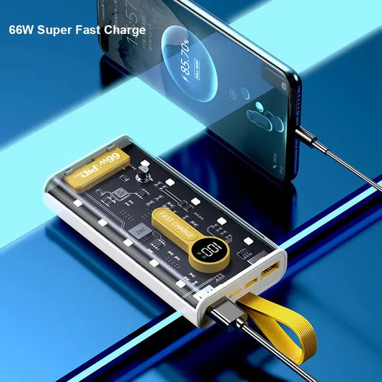 66W Super Fast Charging 20000mAh Portable Transparent Power Bank
